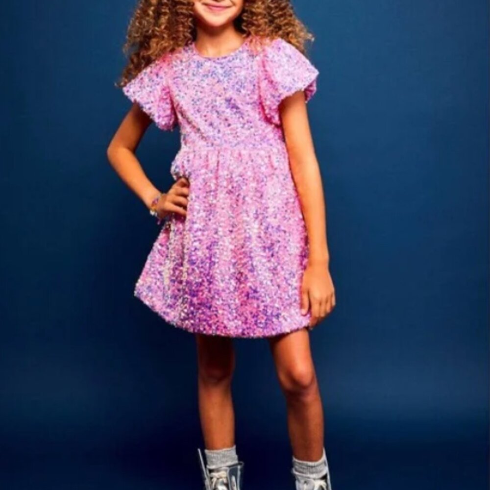 Lola + The Boys Sequin Dress (6T) in Golden Rose